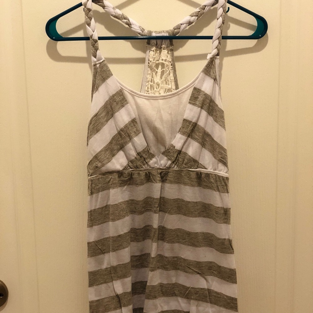 White/Gray Striped Tank Top